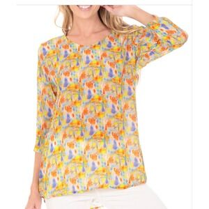 APNY Women's Multicolor Abstract Print 3/4‎ Sleeve Tunic Top Size L